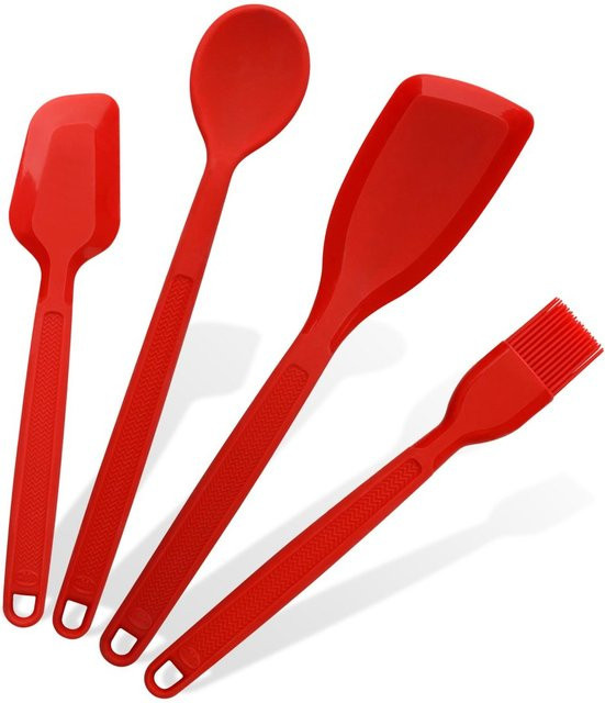 Dr. Oetker Backhelfer-Set Flexxibel Love, 4-teilig, Rot, Silikon und Metall - Bild 1