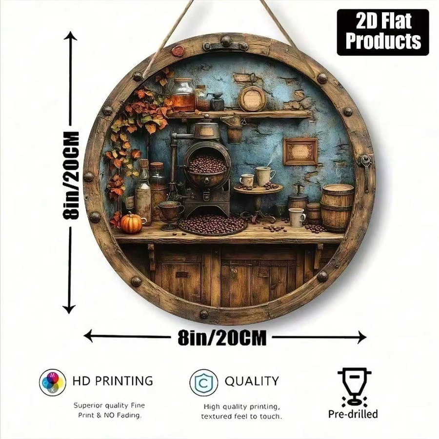 Rundes Vintage Kaffee Blechschild von CIFBUY in Multicolour, Retro Metall Wandkunst für Küche und Café, Durchmesser: 30,48 cm - Bild 2