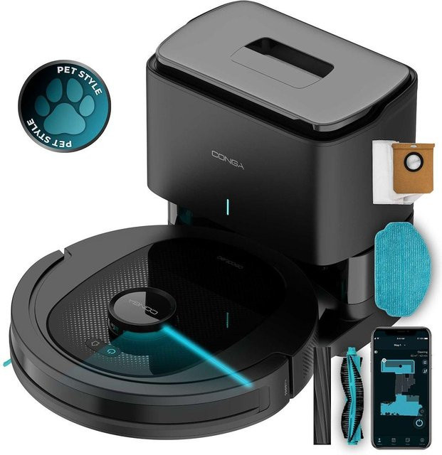 Cecotec Conga 8490 Ultimate Ultra Power Saugroboter mit Laser-Navigation, App-Steuerung und Self-Cleaning-Dock in Schwarz - Bild 1