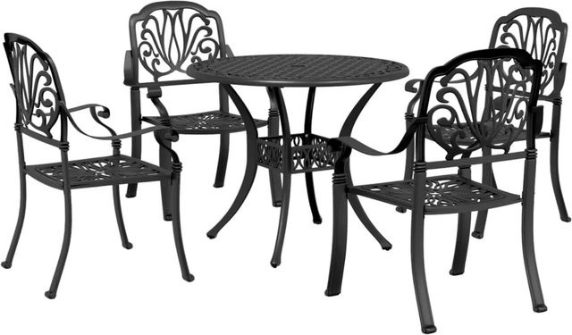 vidaXL 5-teilige Garten-Essgruppe aus Aluminium-Druckguss in Schwarz für Terrasse und Veranda - Bild 1