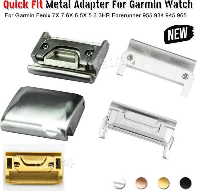 OAKCHARM Quick Fit Metalladapter für Garmin Fenix 5s/5/5X/5XPlus/6s/6/6X Pro/7/7x/Forerunner 945, Farbe: Silber, Maße: Breite: 26 mm, Breite: 22 mm, Breite: 20 mm - Bild 1