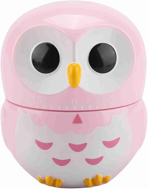 Mechanischer Küchentimer in Eulenform von CosyHome in Pink und Weiß - Bild 1