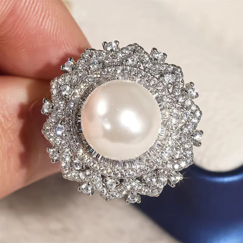 Huitan Damenring, Silber, Perle, Zirkonia - Bild 2
