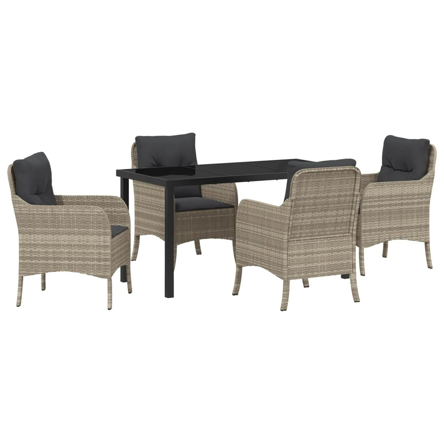 vidaXL 5-teiliges Garten-Essset aus Polyrattan mit Kissen in Anthrazit und Hellgrau - Bild 2