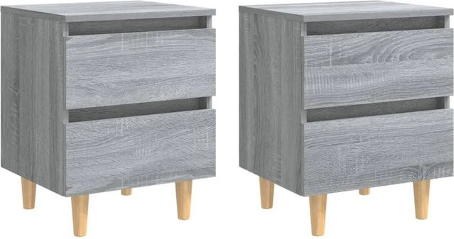 Set aus 2 vidaXL Nachttischen in Grau Sonoma mit Massivholz-Beinen aus Eukalyptus, B/T/H: 40 x 35 x 50 cm - Bild 1