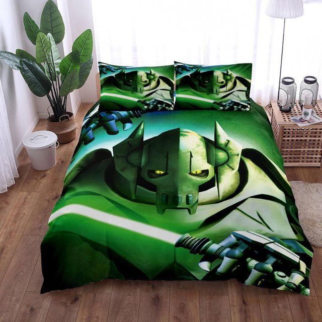 Bettwäsche-Set General Grievous von Binchi Outdoor Product in Grün, bestehend aus Bettbezug und Kissenbezug aus Mikrofaser, Breite: 135 cm, Länge: 200 cm - Bild 1