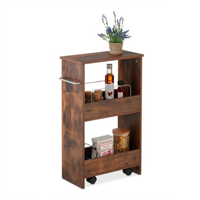 Relaxdays Nischenwagen mit 3 Ebenen aus MDF und Eisen mit Rollen, B/T/H: 66,5 x 42 x 20 cm - Bild 1