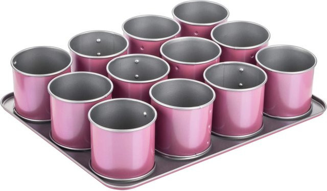 Zenker Mini Törtchen Backblech Creative Studio, 12er, Pink, Non-Stick, Rund - Bild 1