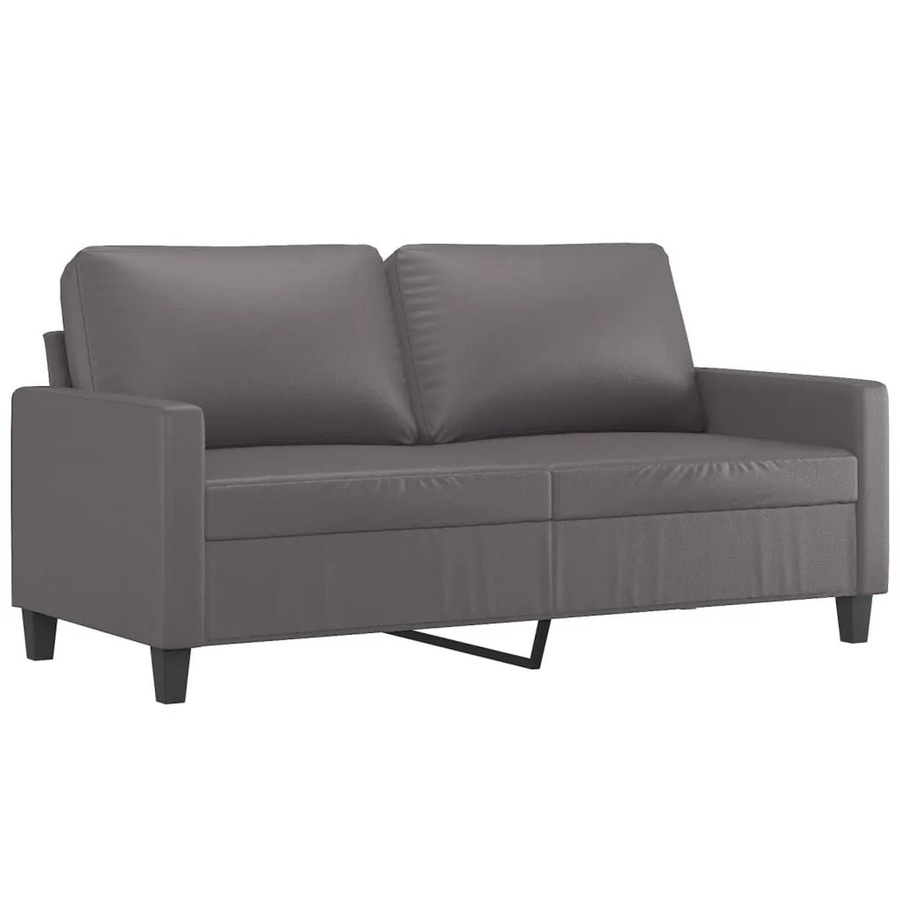 vidaXL 2-Sitzer-Sofa in Grau aus Kunstleder mit Metallrahmen und Armlehnen - Bild 2