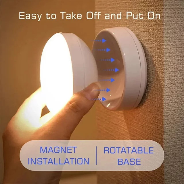 OKAL RED EAST LED Nachtlampe mit Bewegungssensor und 360-Grad-Drehung, weiß, wiederaufladbar und magnetisch - Bild 1