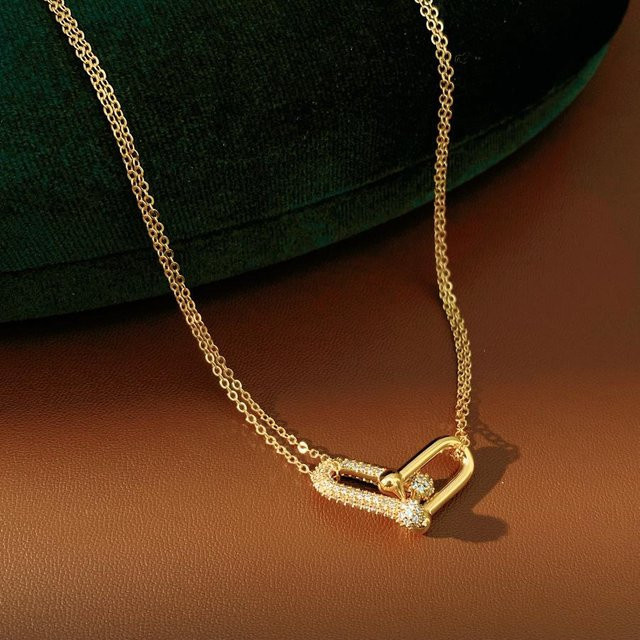 Halskette Kupfer, Gold, Zirkonia, Damen - Bild 1