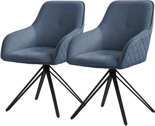 ML-Design Esszimmerstuhl 2er Set drehbar in Blau aus Textil Webstoff mit Armlehnen - Bild 1