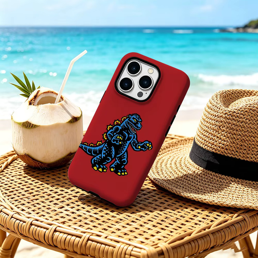 CaseChic Matte Bumper Hülle mit MagSafe für iPhone 17 16 15 14 13 Pro Max, Stoßfeste Retro G-Godzilla-S Abdeckung in Rot - Bild 3
