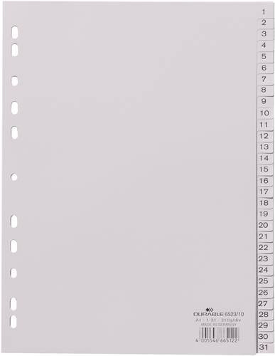 Durable Register DIN A4 Zahlen 1-31 aus Polypropylen Grau mit 31 Registerblättern - Bild 1