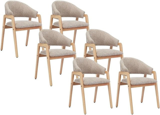 Vente-unique Soluna Stuhl aus Bouclé-Stoff und Gummibaumholz in Taupe/Beige im skandinavischen Design - Bild 1