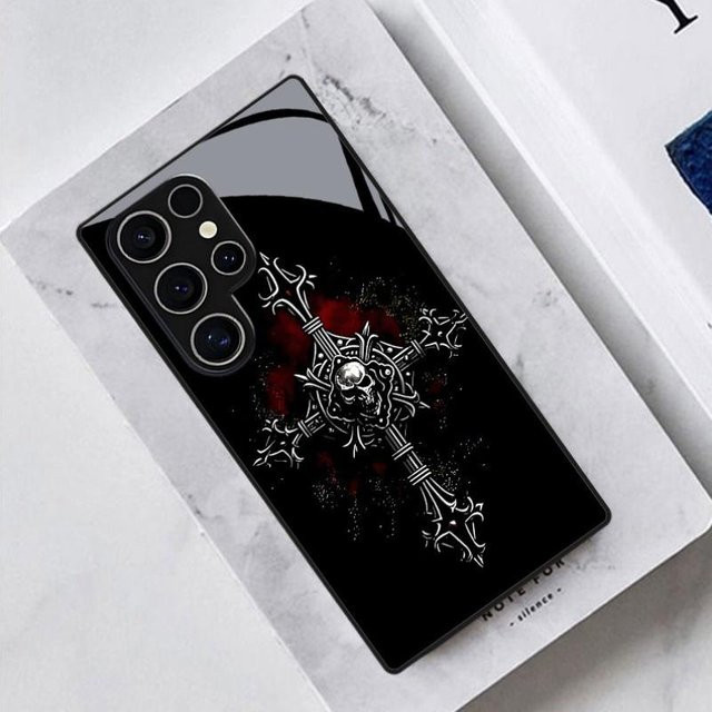 Stoßfeste Handyhülle im Gothic-Stil mit Totenkopf für Samsung Galaxy S26 S25 S24 S23 S22 S20 FE Ultra Plus in Schwarz - Bild 1