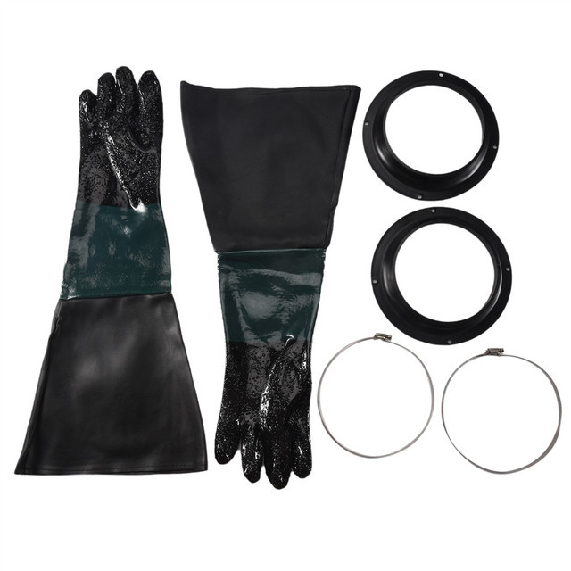 Sandstrahlhandschuhe für Sandstrahlkabinen mit O-Ringen, Farbe: Schwarz, Länge: 60 cm - Bild 1