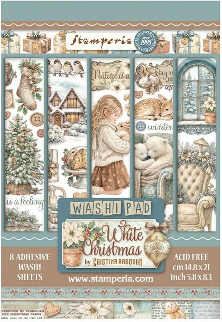 Stamperia Washi Pad White Christmas in Multicolor - Bild 1