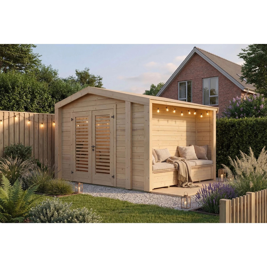Weka Holz-Gartenhaus Killarney mit Satteldach in Natur Braun, B: 311 cm, T: 263 cm, H: 241 cm - Bild 2