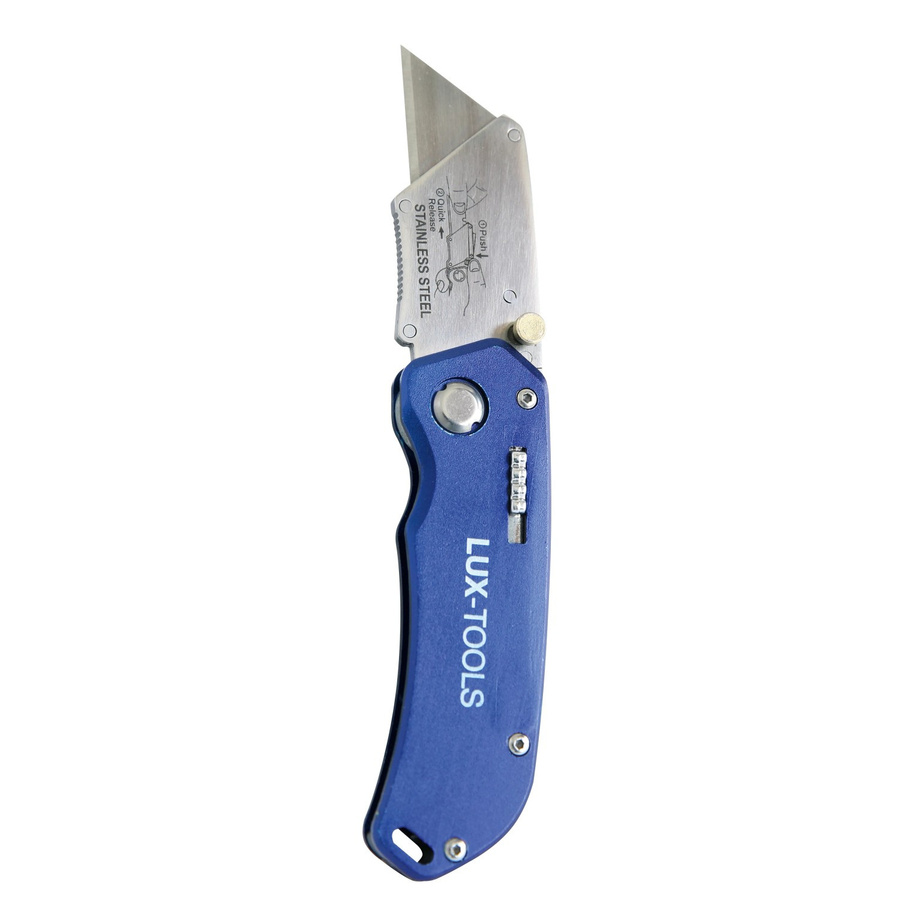 LUX-TOOLS Klappbares Teppichmesser aus Edelstahl in Blau - Bild 2