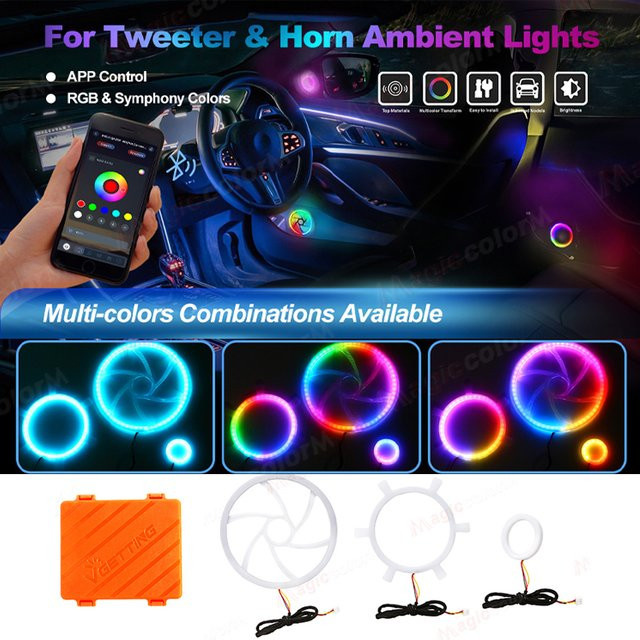 MAGIC COLORM RGB Auto-Lautsprecher Set mit App-Steuerung und 64 Farben für die Innenraum-Türdekoration, 5,9 Zoll und 4,3 Zoll - Bild 1
