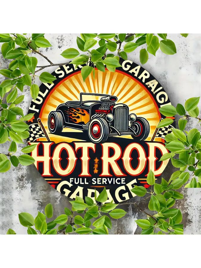 Vintage Hot Rod Car Blechschild von Potdemiel, Multicolor, B/H: 20,3 x 20,3 cm - Bild 6