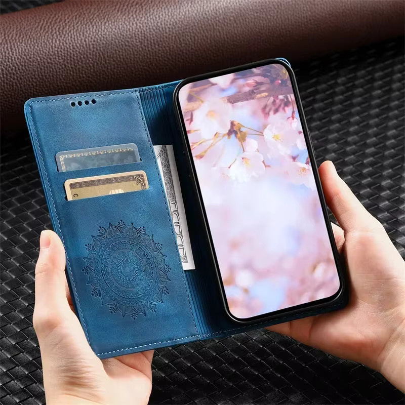 Totem Flip Case Magnetische Leder Brieftasche für Apple iPhone 16 15 14 13 12 11 Pro Max Plus Mini XR XS Purple - Bild 4