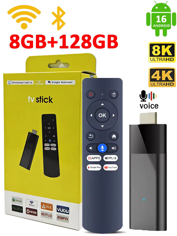 UOSU Android 16 TV Stick Q12 Media Player in Schwarz mit 8GB RAM und 128GB Speicher, Allwinner H313 Quad Core, 4K HDR, Dual WLAN und Bluetooth mit Sprachassistent - Bild 3