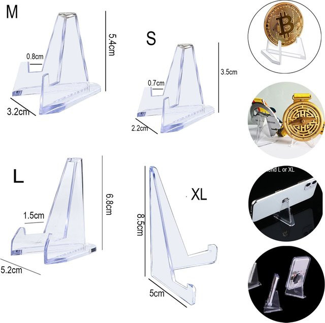 10er Set VCC Acryl Display Halter in Transparent, Dreieckige Aufsteller für Münzen, Fotos und Karten - Bild 1
