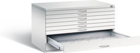 C+P Flachablageschrank Serie 7100_7200 in Lichtgrau, H: 76 cm, B: 135 cm, T: 96 cm - Bild 1