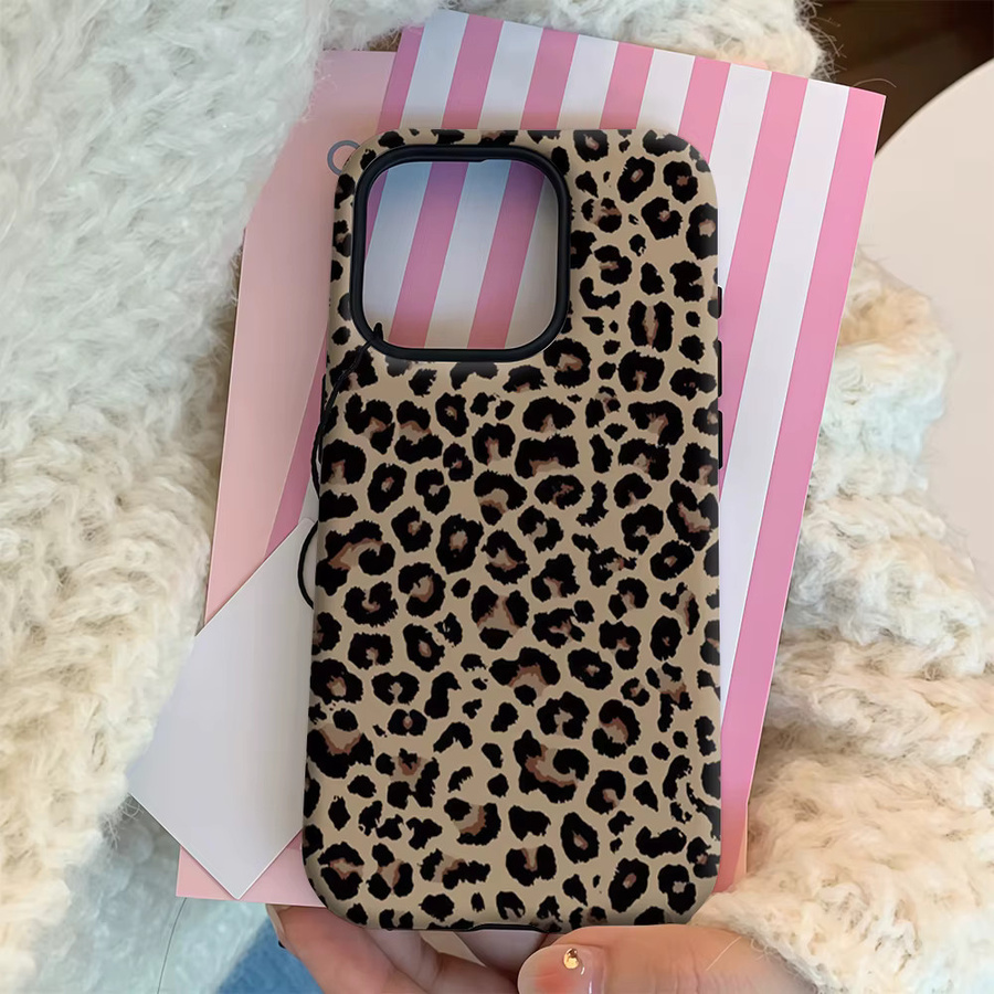 Handyhülle mit klassischem Leopardenmuster für Apple iPhone 17 16 15 14 13 12 11 Pro Max Plus in Multicolour mit doppelschichtiger Rückseite - Bild 4