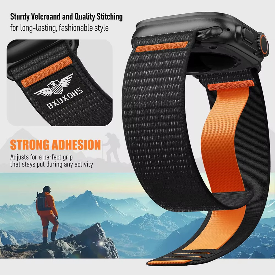 LCAPLE Uhrenarmband Nylon, Schwarz, Sport-Loop für Apple Watch - Bild 1