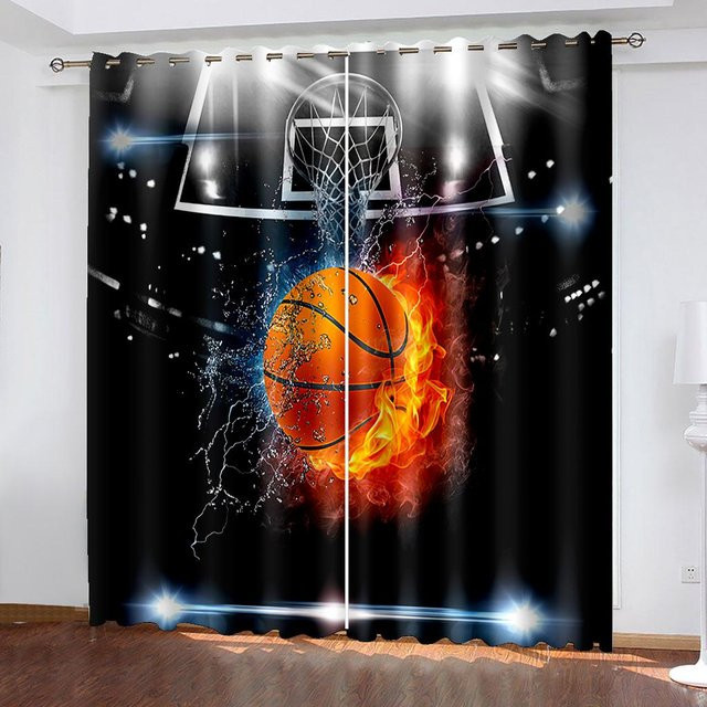 Yiran Furniture Verdunkelungsvorhang mit Ballmotiv Set aus 2 Teilen, Multicolor, B: 50 cm, H: 60 cm - Bild 1