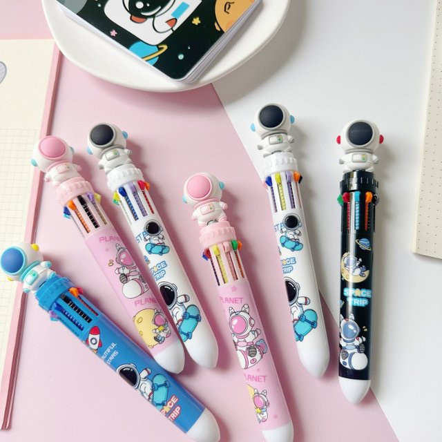 TWBEB Cartoon Astronaut Mehrfarbige Kugelschreiber Set für Schüler und Journaling in Pink und Bunt - Bild 1