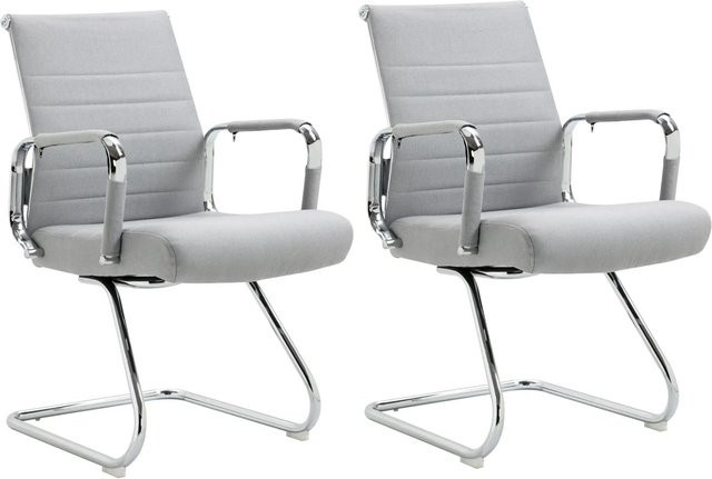 Svita Office Comfort 2er Set Besucherstühle als Freischwinger mit Armlehnen aus Stoff in Hellgrau, B/T/H: 56 x 64 x 93,5 cm - Bild 1