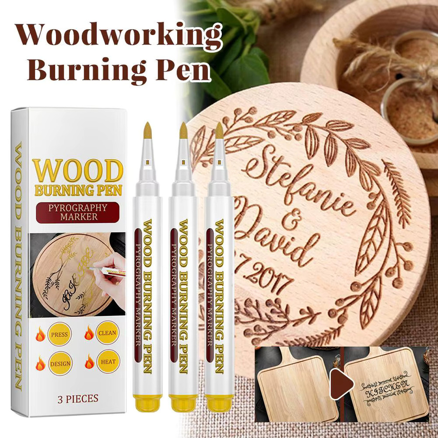 3er-Set Holzbrand-Marker für künstlerische DIY-Handwerksprojekte von Kindern in Weiß - Bild 2