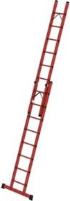 MUNK Vollkunststoff Schiebe- und Seilzugleiter als 2-teilige Standtraverse mit 2 x 8 Sprossen in Rot - Bild 1