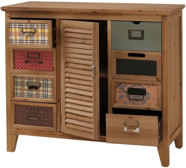 Apothekerkommode MCW O63 Vintage Shabby mit Schubladen und Etikettenhalter, Farbe Natur, B/T/H: 80 x 40 x 91 cm - Bild 2