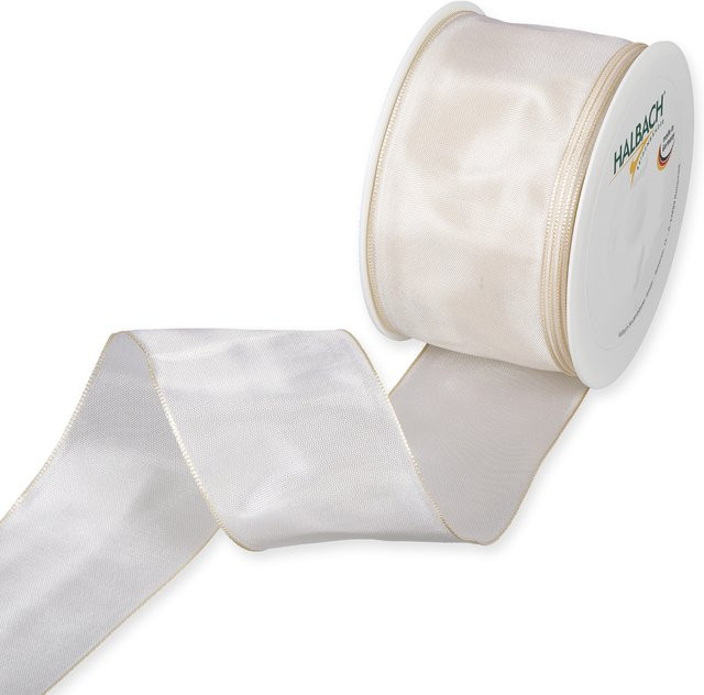 Halbach Drahtkantenband Creme Breite: 6 cm, Länge: 3 m - Bild 1