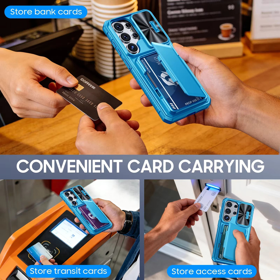 BANGZAO Silikon-Handyhülle mit Kartenhalter und RFID-Schutz für Galaxy S26 Ultra in Blau - Bild 2