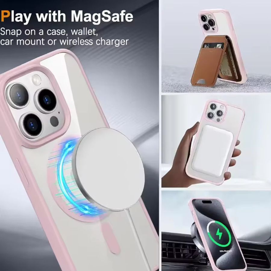 DIXSG Magnetische Luxus Macaron Schutzhülle für iPhone 15 14 13 12 11 Pro Max Plus Mini in Pink mit Wireless Charging Unterstützung - Bild 3