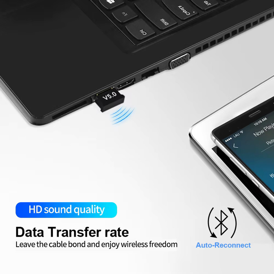 Mrgabwte USB Bluetooth 5.0 Adapter als Sender und Empfänger für Computer und Laptop - Bild 5