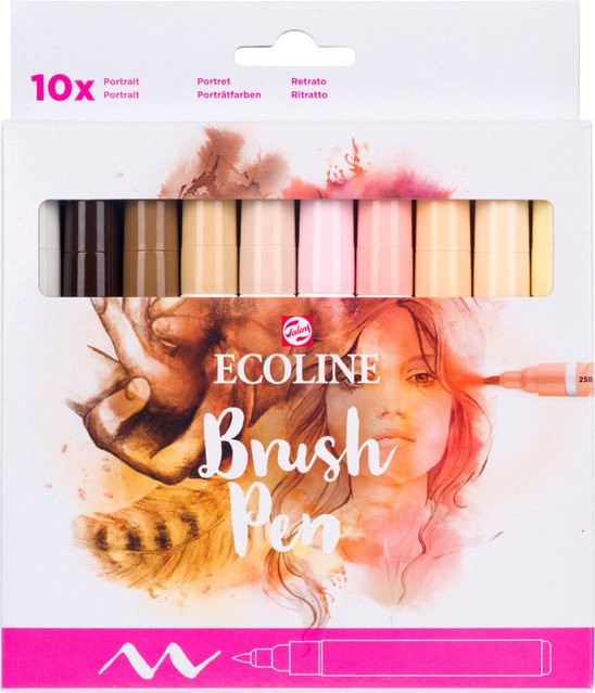 Ecoline Brush Pen Set Portraitfarben mit Wasserfarben-Tinte in Beige, Pink, Braun und Multicolour - Bild 1