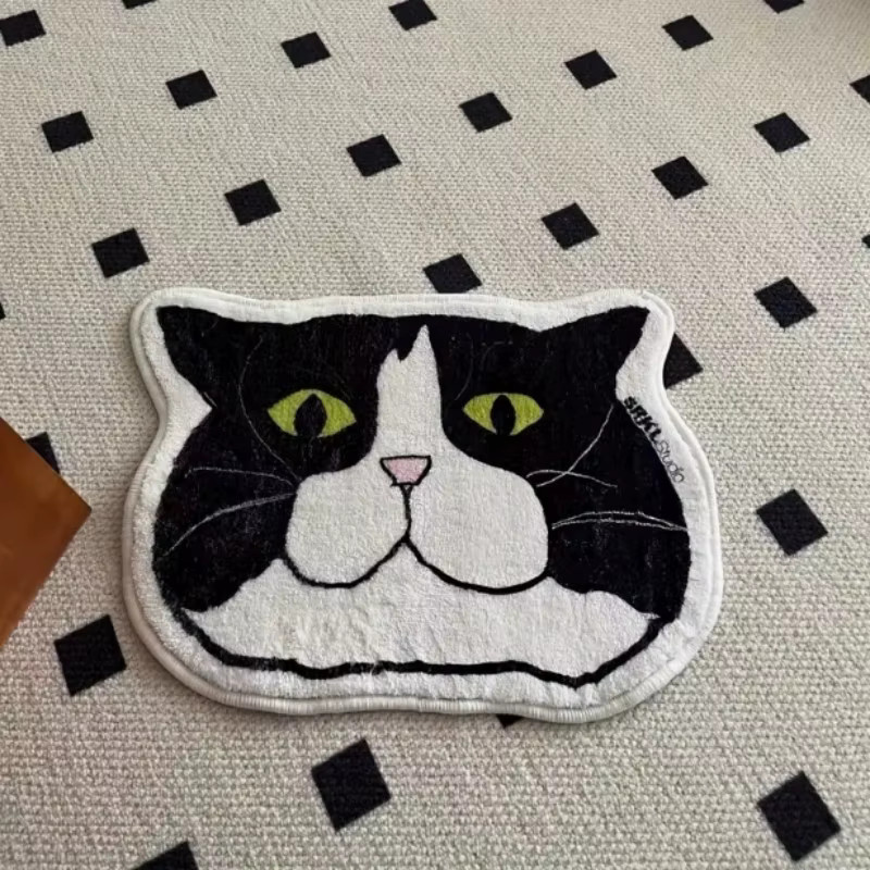 VIKAMA Katzenförmiger Teppich im Cartoon-Stil, weiche Bodenmatte für Wohnzimmer und Schlafzimmer, Multicolor - Bild 3