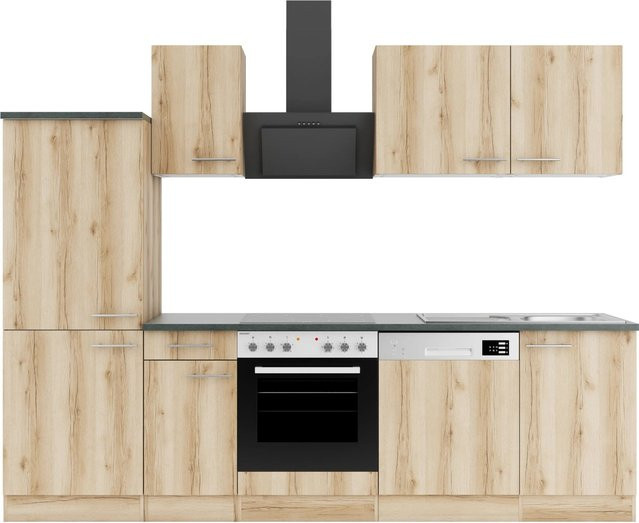 OPTIFIT Livorno290 Küchenzeile in Wildeiche Nachbildung mit Anthrazit und Braun, Breite: 270 cm - Bild 1