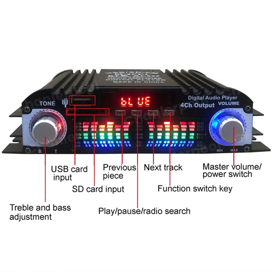 Creadvent AV Receiver Stereo Verstärker mit Bluetooth und FM-Radio in Schwarz - Bild 2