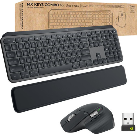 Logitech MX Keys Combo for Business Tastatur-und-Maus-Set kabellos Bluetooth LE Pan-Nordic Graphite Anthrazit - Bild 1