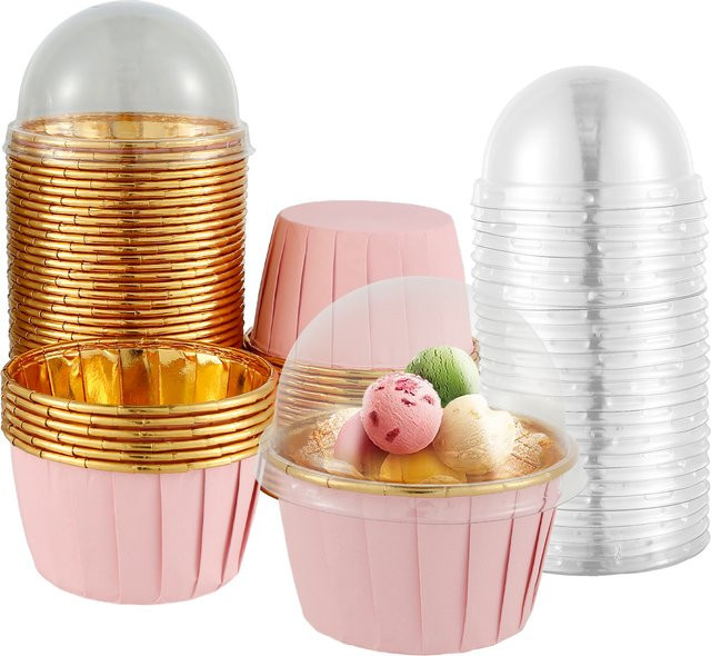 Willstar Muffinförmchen aus Aluminiumfolie in Pink, 50 Stück, runde Cupcake-Liner für Gebäck und Kuchen - Bild 1