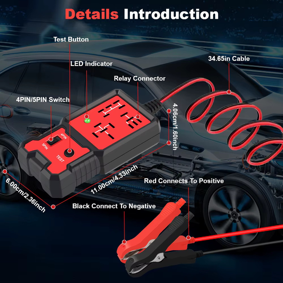 AINYSZIN Auto Relais Spannung Tester mit Anzeige Licht, Universal 12V Batterie Checker für RV, Lkw und Anhänger, Rot - Bild 2