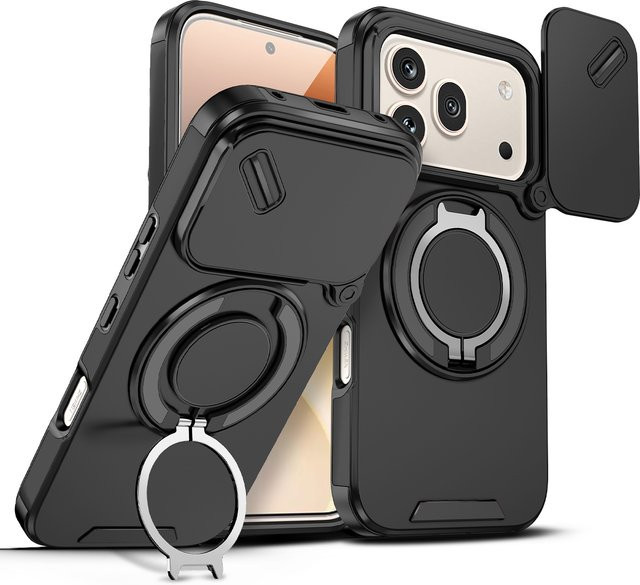 Schutzhülle für Honor 600 und Honor 600 Pro mit Magnetring, Panzerung und Schiebe-Kameralinsenschutz, MagSafe-kompatibel, in Schwarz oder Gelb - Bild 1